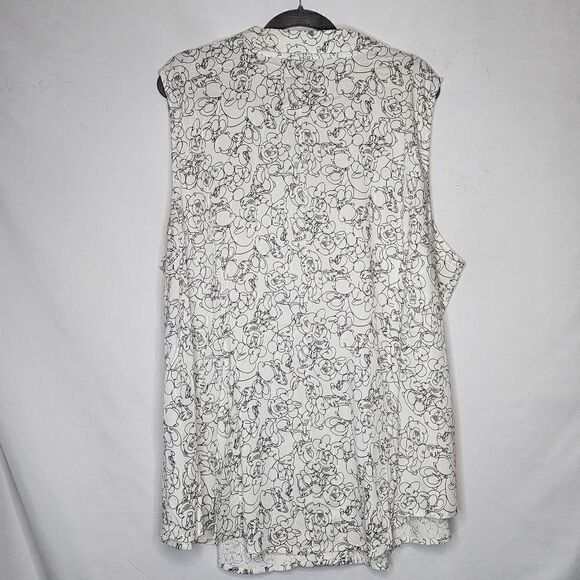 5X 28W Torrid Ivory Minnie Mouse Cartoon Blouse Sleeveless Disney Button Down co - Picture 5 of 7